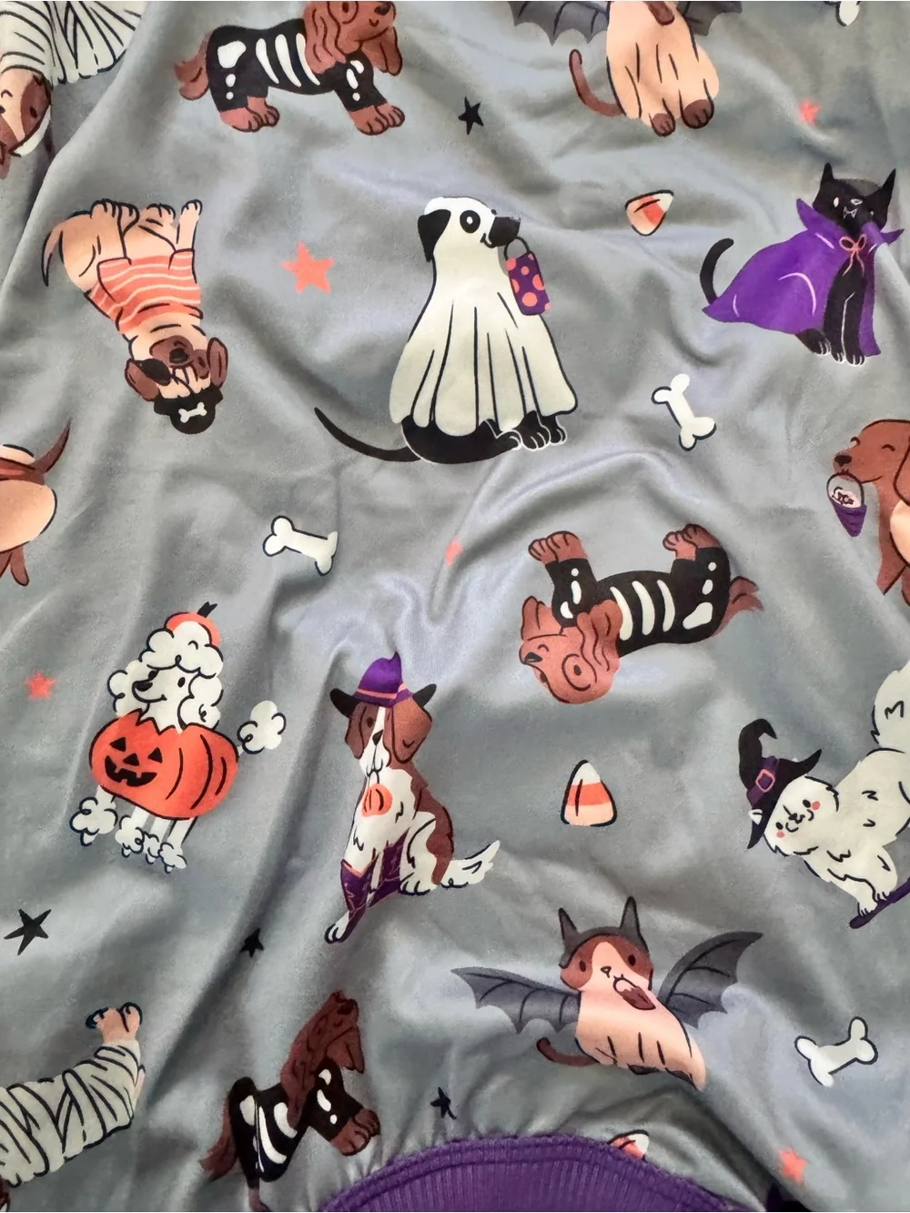 BN sz M dog pajama/costume Halloween Gray and Purple Pumpkin
